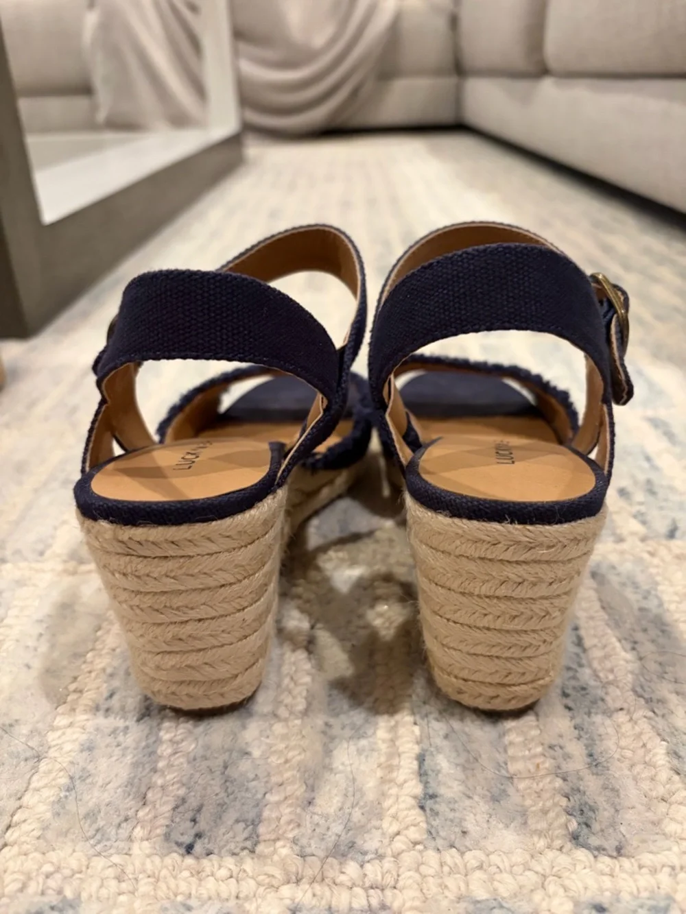 Lucky Brand Navy Canvas Espadrille Wedge Sandals - Picture 3 of 6